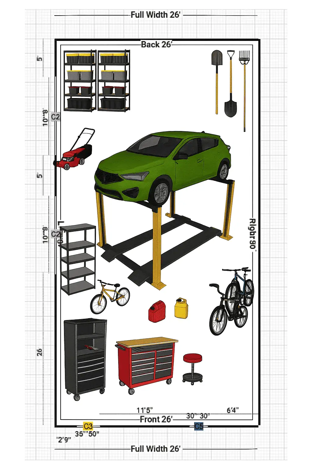 26x50 side entry garage Floor Plan