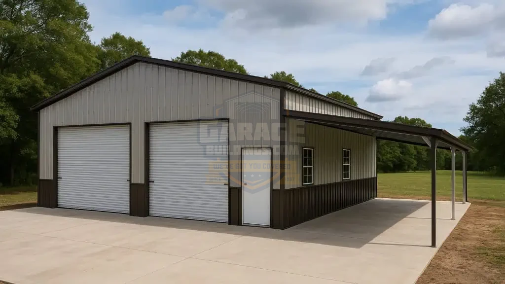 30x40 Steel Garage With Lean-to