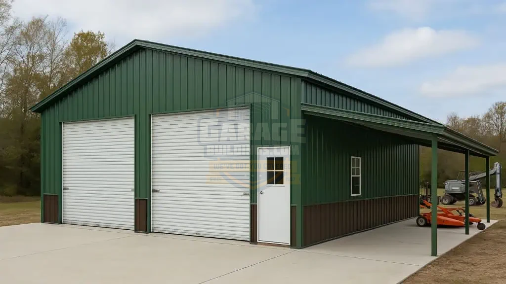 30x50 Steel Garage With Lean-to