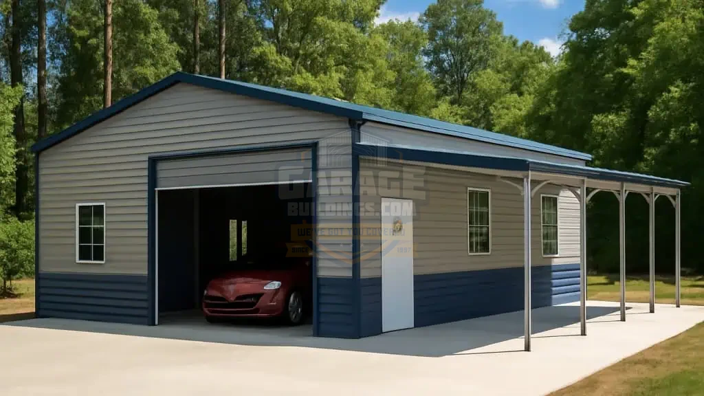 30x60 Garage With Lean-to